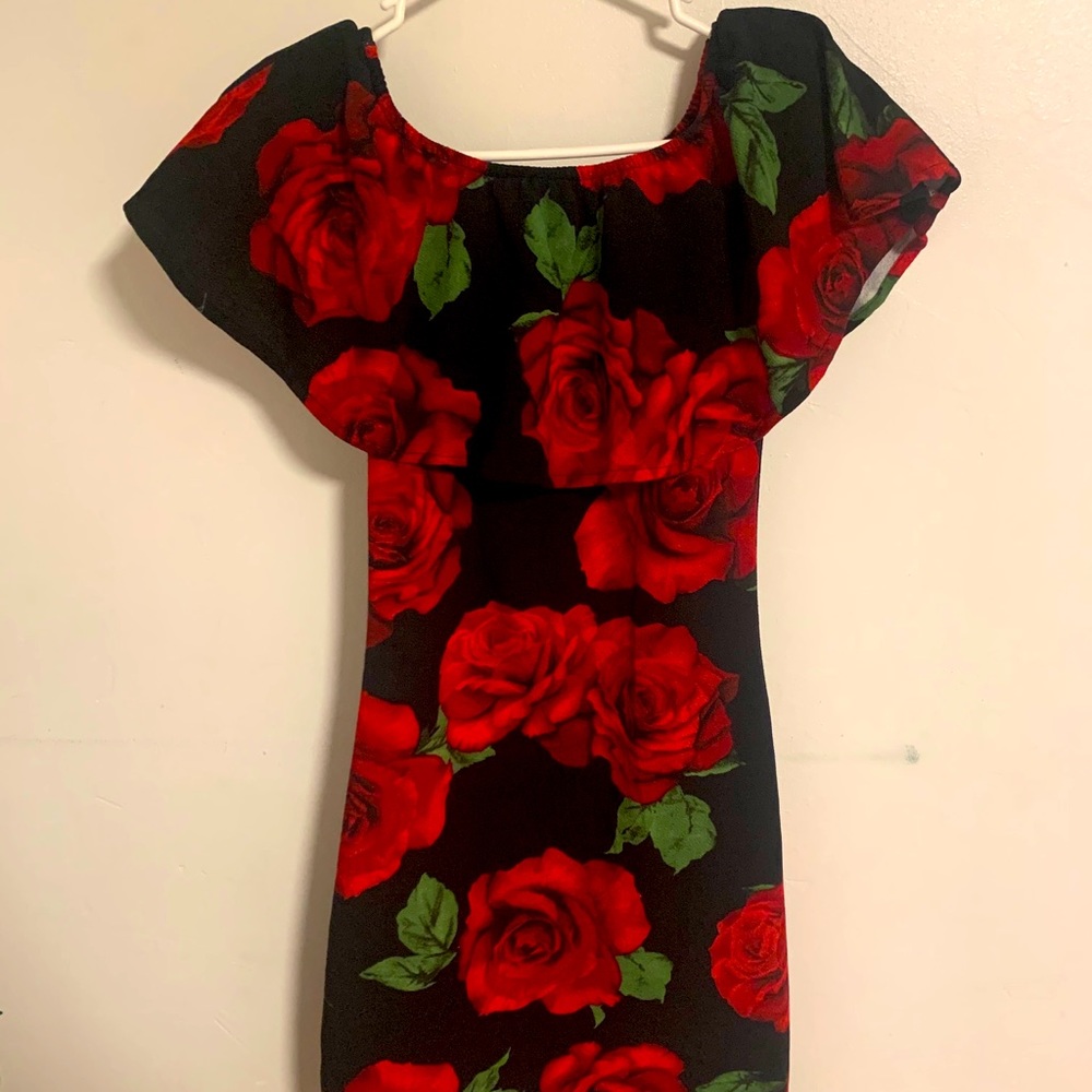 Off the shoulder rose dress